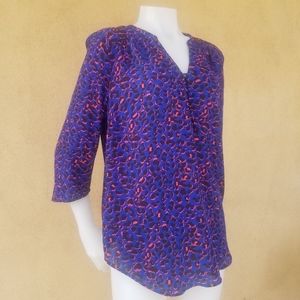 TORRID leopard print blouse, plus-size 0, blk/blue